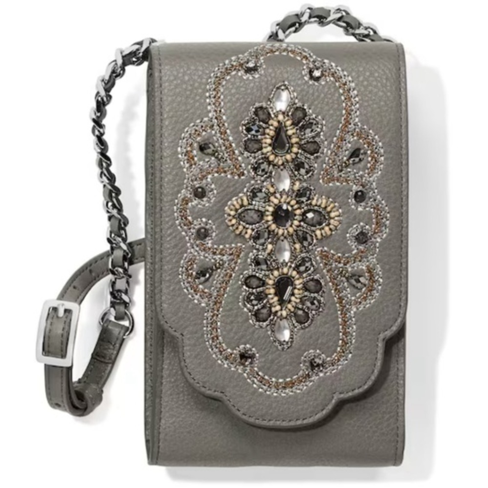 Brighton Anju Phone Organizer Embellished Gray Crossbody Bag